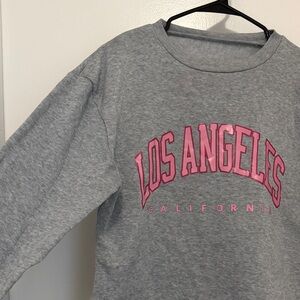 Gray Los Angeles Sweatshirt with Pink Lettering